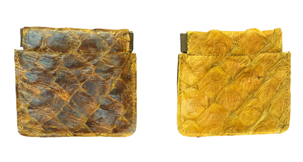 Genuine Arapaima Fish Leather and Cowhide Coin Pouch