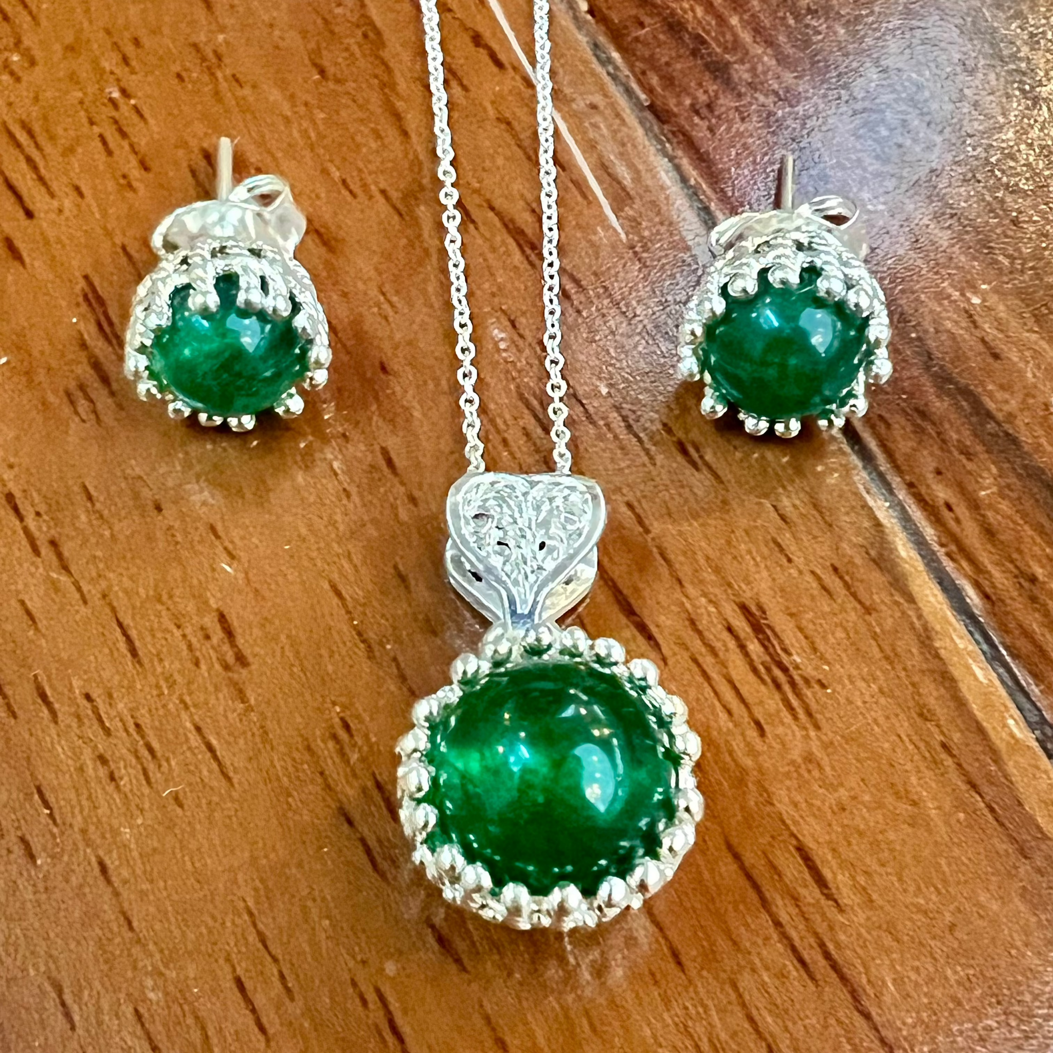 Green Onyx Pendant and Earring Set