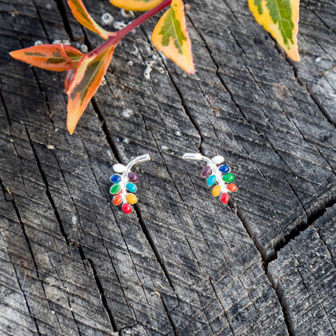 Mini Enameled Sterling Silver Earrings