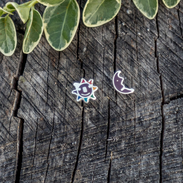 Mini Enameled Sterling Silver Earrings