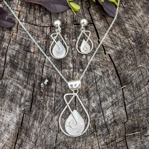 Mother Of Pearl  Pendant and Earring Set