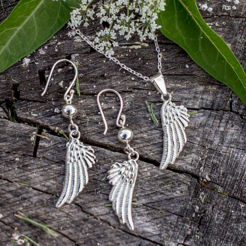 Angel Wing Necklace and Earring Set