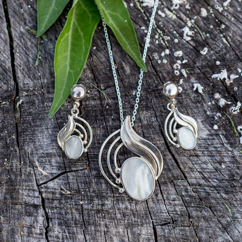 Mother Of Pearl  Pendant and Earring Set