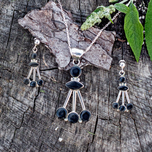 Onyx Pendant and Stud Earring Set