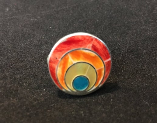 Peruvian Sterling Silver Inlaid Adjustable Ring