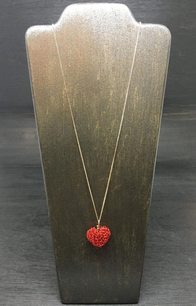 Enameled Copper Heart Pendant Necklace