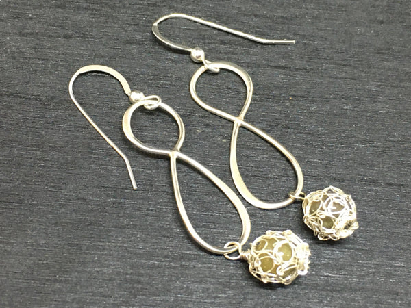 Infinity Sterling Wire Crochet Bead Earrings