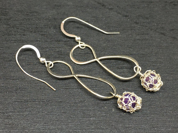 Infinity Sterling Wire Crochet Bead Earrings