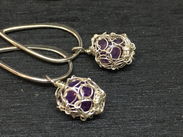 Infinity Sterling Wire Crochet Bead Earrings