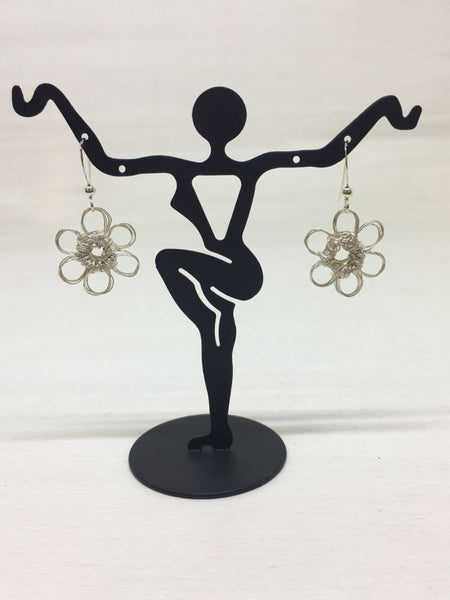 Sterling Silver Crochet Flower Earrings