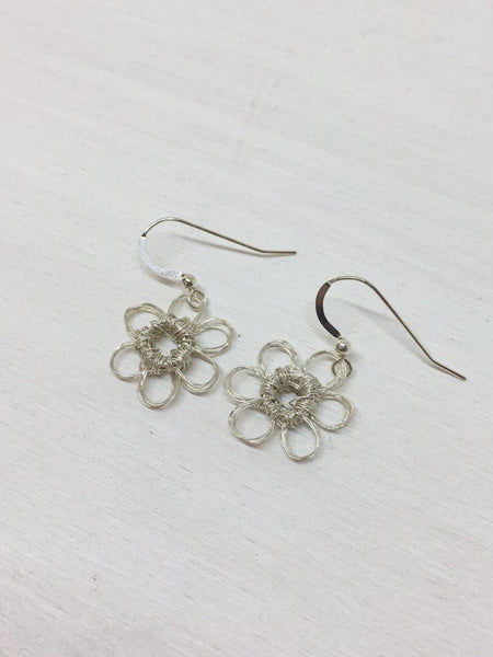 Sterling Silver Crochet Flower Earrings