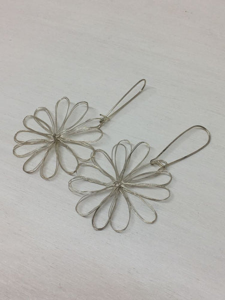 Sterling Silver Crochet Flower Earrings