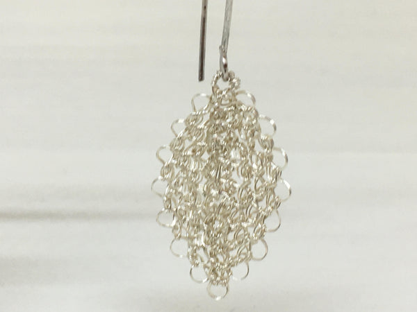 Sterling Silver Crochet Leaf Earrings