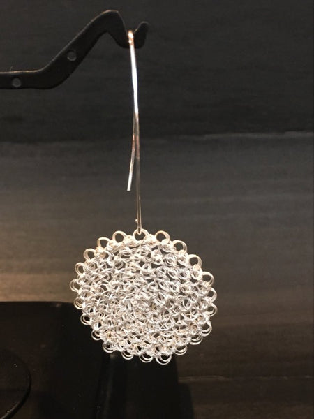 Sterling Silver Wire Crocheted Drop Earrings