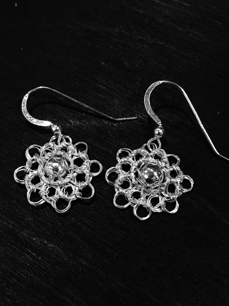 Sterling Silver Wire Crocheted Earrings