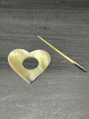 Natural Horn Heart Hair/Scarf Pin