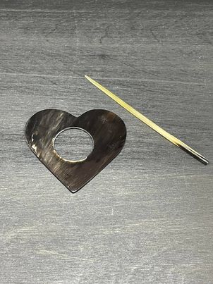 Natural Horn Heart Hair/Scarf Pin