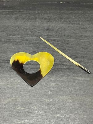 Natural Horn Heart Hair/Scarf Pin