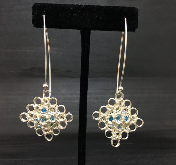 Wire Crocheted Swarovski Necklace and Earring Set