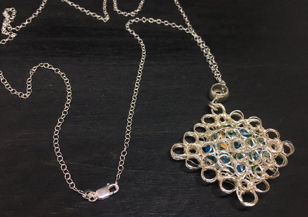 Wire Crocheted Swarovski Necklace and Earring Set