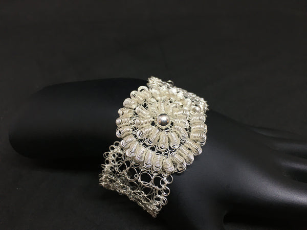 Sterling Silver Hand Crocheted Bracelet