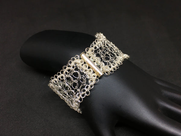 Sterling Silver Hand Crocheted Bracelet