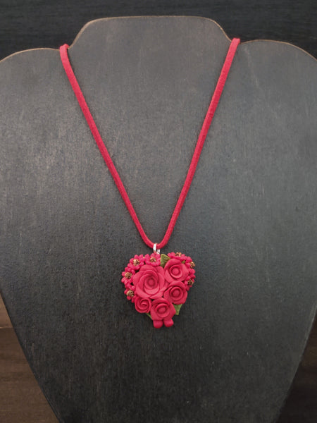 Handcrafted Polymer Clay Rose Necklace