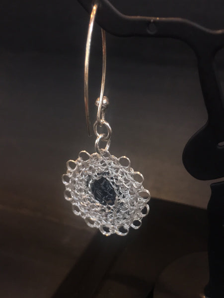 Hand-Crocheted 999 Fine Silver Earrings