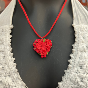 Handcrafted Polymer Clay Rose Necklace