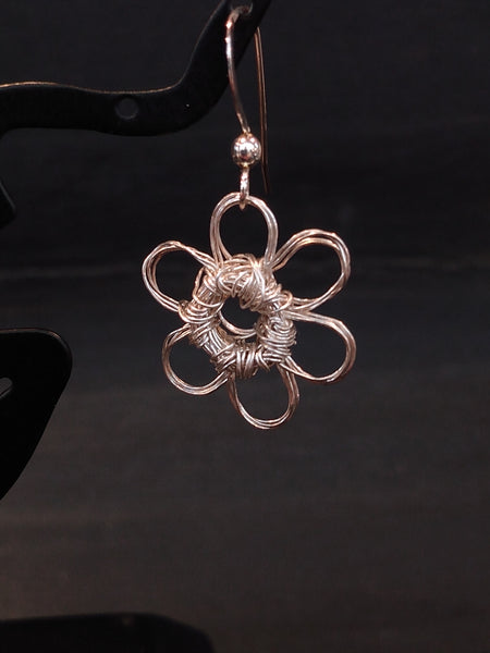 Sterling Silver Crochet Flower Earrings