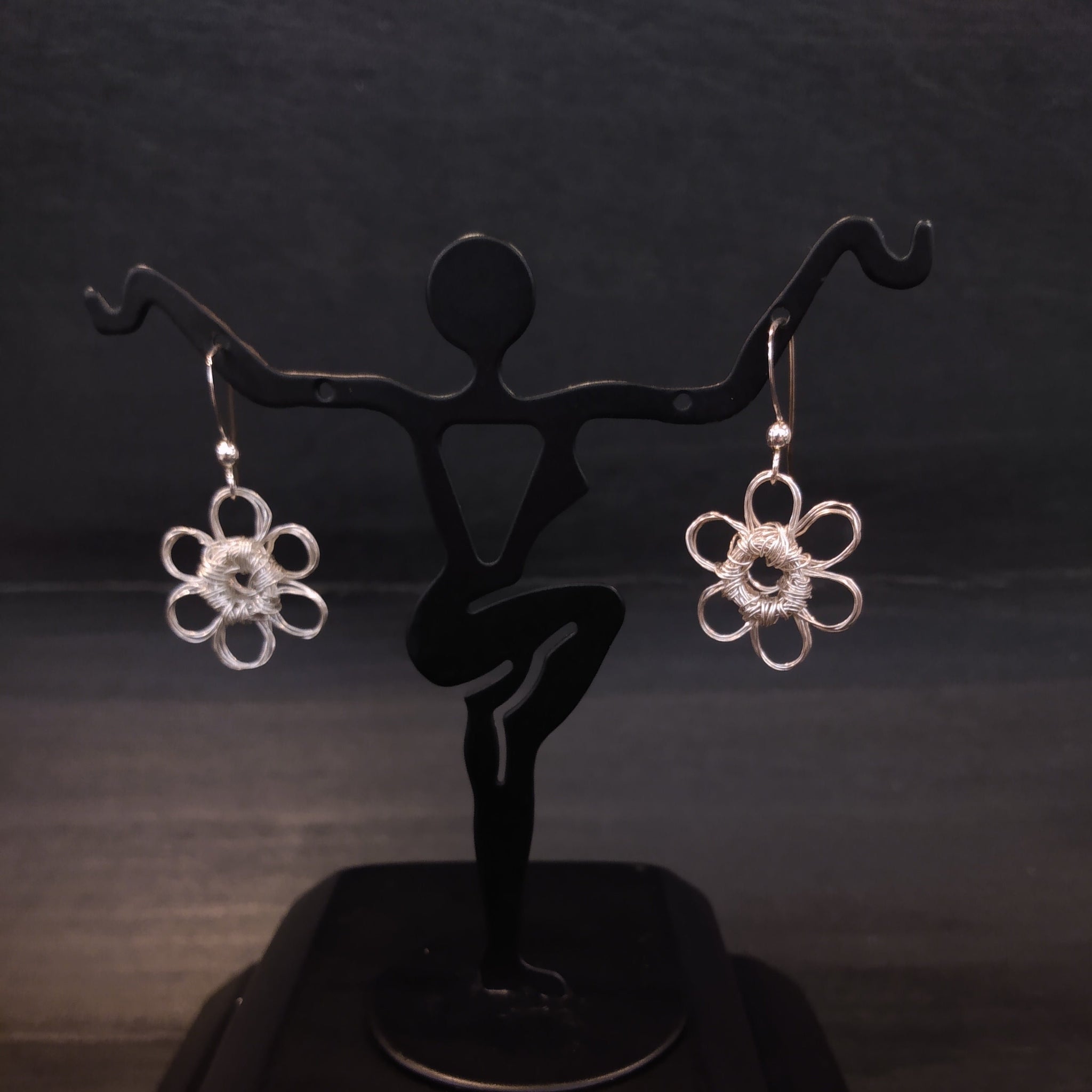 Sterling Silver Crochet Flower Earrings