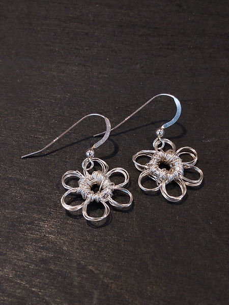 Sterling Silver Crochet Flower Earrings