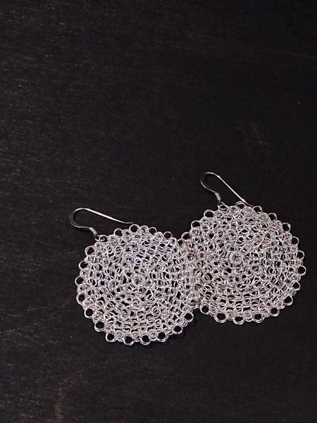 Sterling Silver Wire Crochet Circle Earrings