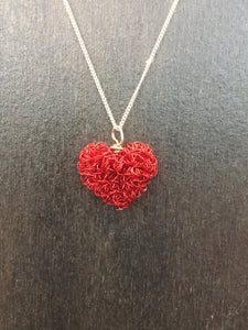 Enameled Copper Heart Pendant Necklace