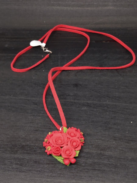 Handcrafted Polymer Clay Rose Necklace