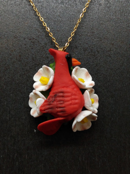 Handcrafted Polymer Clay Cardinal Necklace