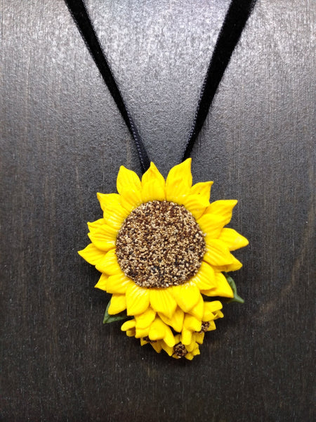 Handcrafted Polymer Clay Sunflower Necklace