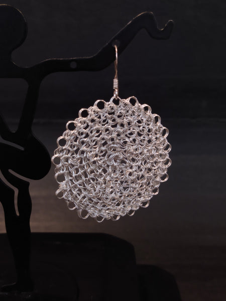 Sterling Silver Wire Crochet Circle Earrings