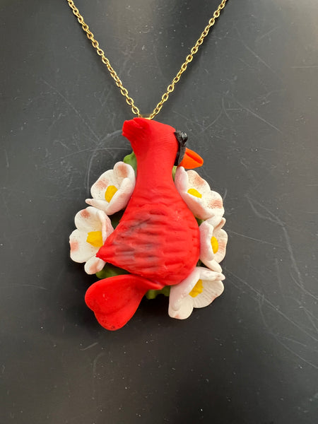 Handcrafted Polymer Clay Cardinal Necklace
