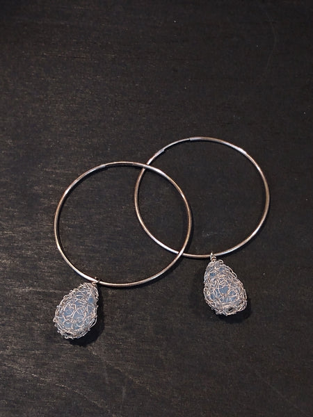 Sterling Swarovski Teardrop Crochet Earrings