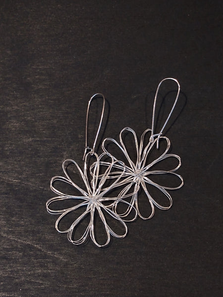 Sterling Silver Crochet Flower Earrings