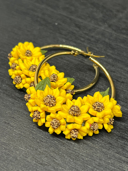 Handcrafted Polymer Clay Sunflower Earrings