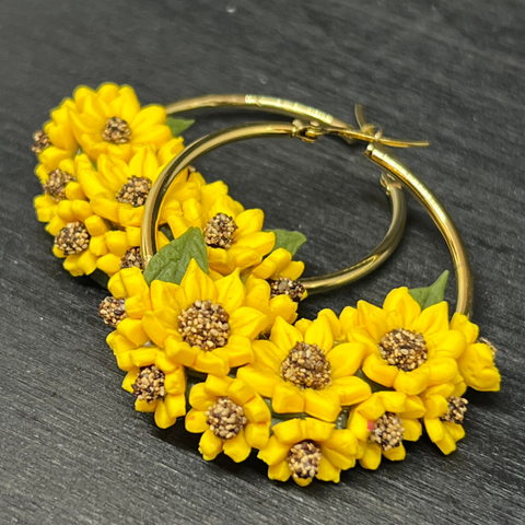 Handcrafted Polymer Clay Sunflower Earrings